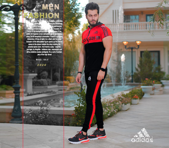 ست تیشرت و شلوار زیپ دار Adidas مدل Kaliz (قرمز)