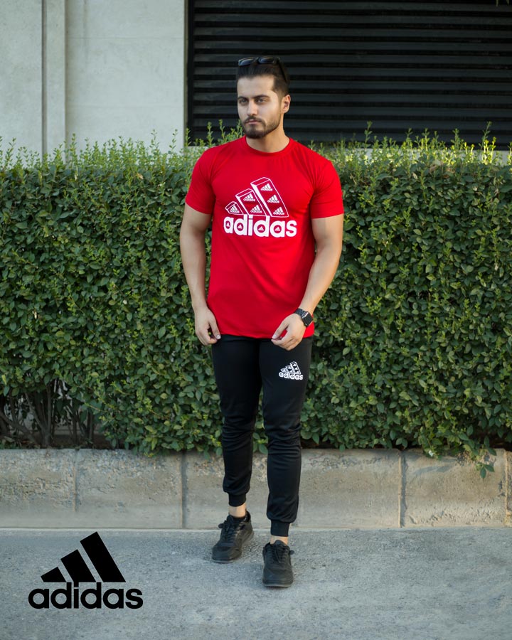 ست تیشرت وشلوار adidas مدل berkan (قرمز)